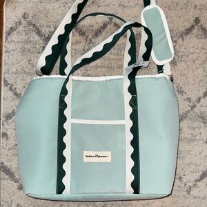 Light Blue Canvas insulated cooler Tote Bag
